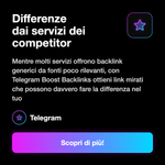 Telegram Boost Backlinks 🔗 • Link Building - Differenze dai servizi dei competitor: Mentre molti servizi offrono backlink generici da fonti poco rilevanti, con Telegram Boost Backlinks ottieni link mirati che possono davvero fare la differenza nel tuo
