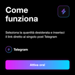 Commenti Telegram Cina 🇨🇳 • Engagement Post - Come funziona: Seleziona la quantità desiderata e inserisci il link diretto al singolo post Telegram
