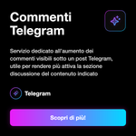 Commenti Telegram 💬 • Engagement Post - Commenti Telegram: Servizio dedicato all’aumento dei commenti visibili sotto un post Telegram, utile per rendere più attiva la sezione discussione del contenuto indicato