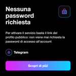 Commenti Telegram 💬 • Engagement Post - Nessuna password richiesta: Per attivare il servizio basta il link del profilo pubblico: non viene mai richiesta la password di accesso all'account