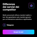 Membri Telegram Italia 🇮🇹✅💎 • Italy Members - Differenze dai servizi dei competitor: Molti concorrenti offrono membri inattivi o bot. Noi garantiamo solo membri genuini, per un'interazione autentica e significativa