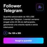 Membri Telegram 👥 • Telegram Members - Follower Telegram: Quantità selezionabile da 100 a 300 follower per Telegram. I membri verranno erogati entro 24-48 ore dall'acquisto, garantendo una crescita rapida e senza interruzioni