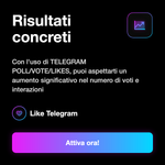 Telegram Poll / Vote / Likes 🗳️👍 • Interazioni - Risultati concreti: Con l'uso di TELEGRAM POLL/VOTE/LIKES, puoi aspettarti un aumento significativo nel numero di voti e interazioni