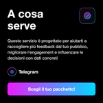 Telegram Poll / Vote / Likes 🗳️👍 • Interazioni - A cosa serve: Questo servizio è progettato per aiutarti a raccogliere più feedback dal tuo pubblico, migliorare l'engagement e influenzare le decisioni con dati concreti