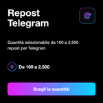 Condivisioni Telegram 🔁 • Telegram Shares - Repost Telegram: Quantità selezionabile da 100 a 2.500 repost per Telegram
