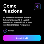 TikTok Boost Backlinks 🔗 • Link Building - Come funziona: La procedura è semplice e veloce! Seleziona la quantità di backlink necessaria e inserisci il link al quale desideri canalizzare l'erogazione