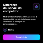TikTok Boost Backlinks 🔗 • Link Building - Differenze dai servizi dei competitor: Molti fornitori offrono backlink generici e di bassa qualità, ma noi ci distinguiamo per l'attenzione ai dettagli e alla personalizzazione