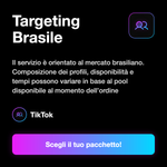 Follower TikTok Brasile 🇧🇷 • Crescita Profilo - Targeting Brasile: Il servizio è orientato al mercato brasiliano. Composizione dei profili, disponibilità e tempi possono variare in base al pool disponibile al momento dell’ordine