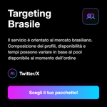 Follower X / Twitter Brasile 🇧🇷 • Crescita Profilo - Targeting Brasile: Il servizio è orientato al mercato brasiliano. Composizione dei profili, disponibilità e tempi possono variare in base al pool disponibile al momento dell’ordine