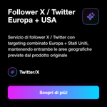 Follower X / Twitter Europa + USA 🇪🇺🇺🇸 • Crescita Profilo - Follower X / Twitter Europa + USA: Servizio di follower X / Twitter con targeting combinato Europa + Stati Uniti, mantenendo entrambe le aree geografiche previste dal prodotto originale