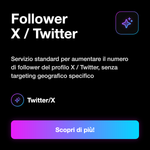 Follower X / Twitter 👤 • Crescita Profilo - Follower X / Twitter: Servizio standard per aumentare il numero di follower del profilo X / Twitter, senza targeting geografico specifico