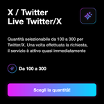 X / Twitter Live Stream 🔴 • Diretta - X / Twitter Live Twitter/X: Quantità selezionabile da 100 a 300 per Twitter/X. Una volta effettuata la richiesta, il servizio è attivo quasi immediatamente