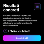 X / Twitter Live Stream 🔴 • Diretta - Risultati concreti: Con TWITTER LIVE STREAM, puoi aspettarti un aumento significativo dell'engagement, una crescita del numero di follower e un miglioramento della reputazione online