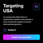 Commenti X / Twitter USA 🇺🇸 • Replies e Engagement - Targeting USA: La componente Stati Uniti è la caratteristica distintiva del prodotto e viene mantenuta rispetto al servizio internazionale generico