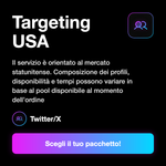 Follower X / Twitter USA 🇺🇸 • Crescita Profilo - Targeting USA: Il servizio è orientato al mercato statunitense. Composizione dei profili, disponibilità e tempi possono variare in base al pool disponibile al momento dell’ordine