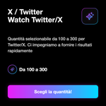 X / Twitter Watch Time ⏱️ • Tempo di Visione - X / Twitter Watch Twitter/X: Quantità selezionabile da 100 a 300 per Twitter/X. Ci impegniamo a fornire i risultati rapidamente