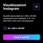 VISUALIZZAZIONI ITALIANE • Reels e Video - Visualizzazioni Instagram: Quantità selezionabile da 1.000 a 100.000 visualizzazioni per Instagram. In 0-1 ora dall'ordine, inizio arrivo visualizzazioni