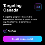 Condivisioni YouTube Canada 🇨🇦 • Share e Visibilità - Targeting Canada: Il targeting geografico Canada è la caratteristica distintiva di questa scheda rispetto al servizio di condivisioni generiche