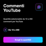 Commenti YouTube Italiani 🇮🇹 • Engagement Video - Commenti YouTube: Quantità selezionabile da 10 a 250 commenti per YouTube