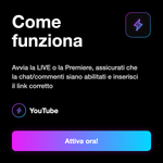 Commenti YouTube Live/Premiere 🔴💬 • Engagement Live - Come funziona: Avvia la LIVE o la Premiere, assicurati che la chat/commenti siano abilitati e inserisci il link corretto
